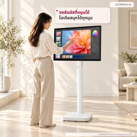 จอมอนิเตอร์ 31.5" 32U889SA-W 4K IPS Smart Monitor Swing จอสัมผัส ขาตั้งหมุนได้ 32u889sa